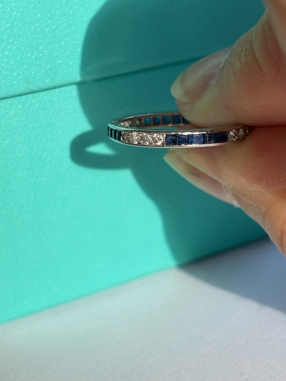 Tiffany & Co. Blue Sapphire and Diamond Full Eternity Band 2.2mm 5.5 - Picture 2 of 14